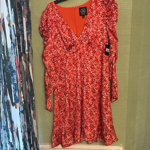 Red Floral Long Sleeve Dress